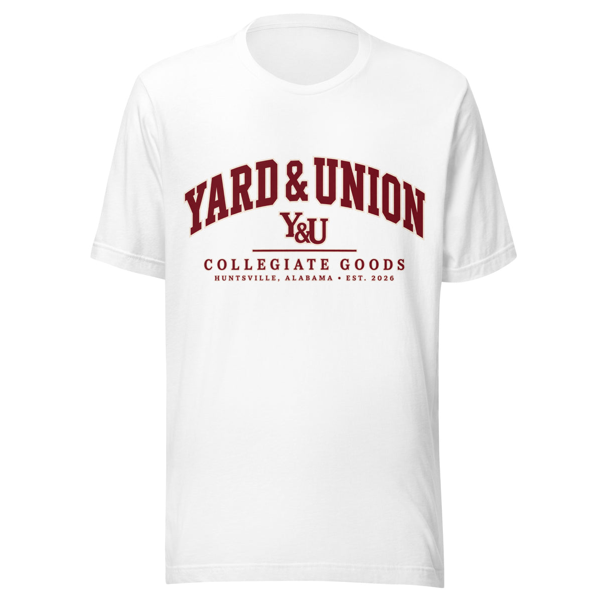 Collegiate Goods tee in White, front view