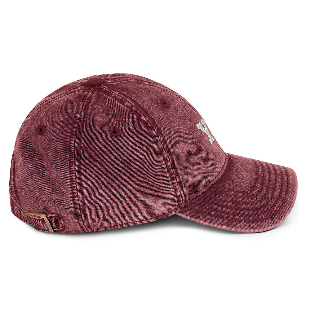 Y&U cap in Maroon, right side